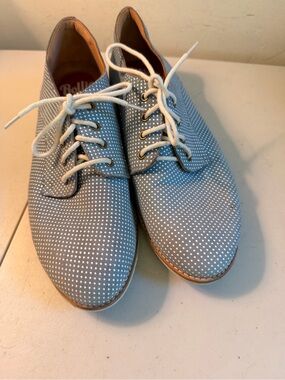 Women Polka Dot Ligh Blue Derby Shoes - Casual Smart